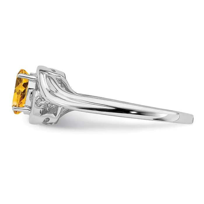 Sterling Silver Rhodium Plated Diamond u0026 Citrine Ring Goldia Rings