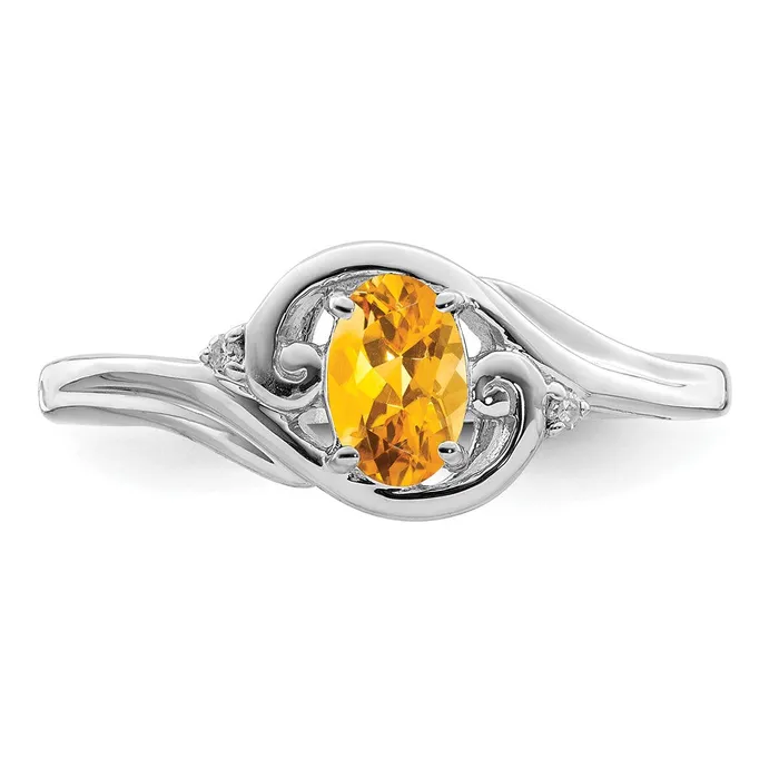 Sterling Silver Rhodium Plated Diamond u0026 Citrine Ring Goldia Rings