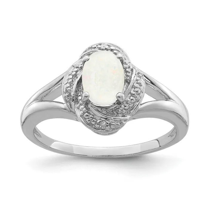 Sterling Silver Rhodiumplated Diamond u0026 Created Opal Ring Goldia Rings