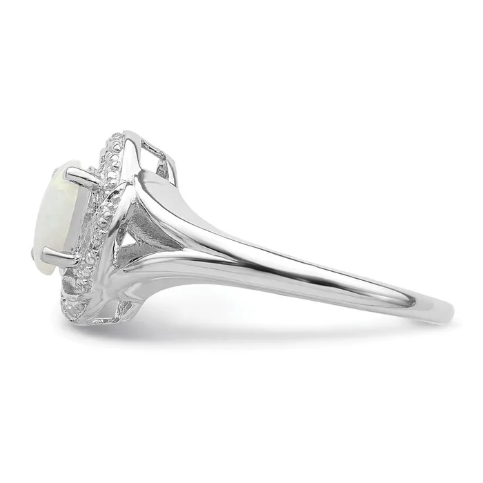Sterling Silver Rhodiumplated Diamond u0026 Created Opal Ring Goldia Rings