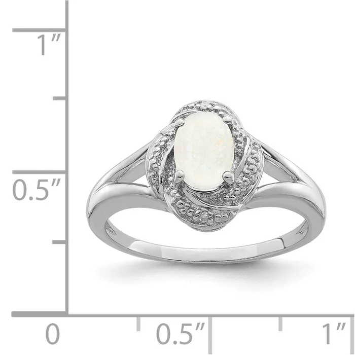 Sterling Silver Rhodiumplated Diamond u0026 Created Opal Ring Goldia Rings