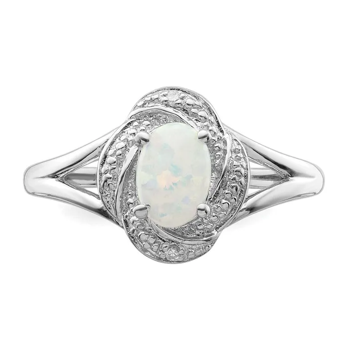 Sterling Silver Rhodiumplated Diamond u0026 Created Opal Ring Goldia Rings