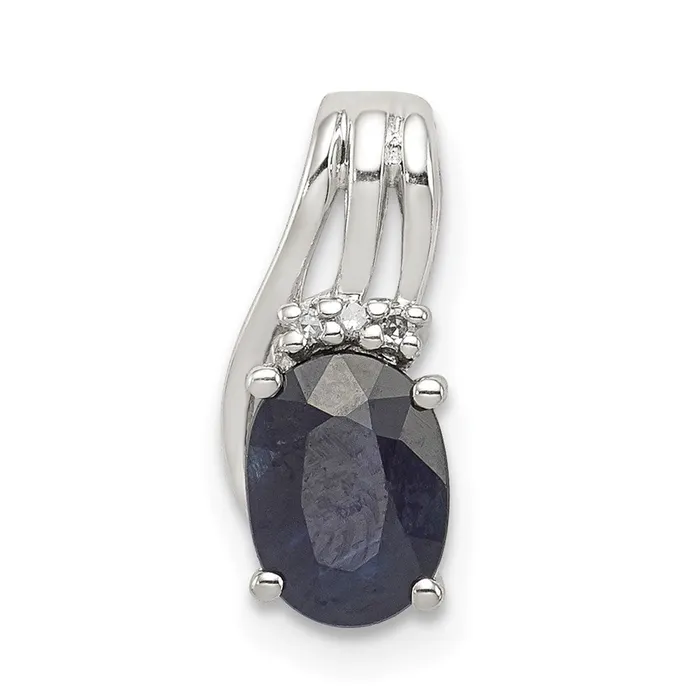 Sterling Silver Rhodium Plated Diamond u0026 Sapphire Oval Pendant Goldia Necklaces Sterling Silver Rhodium Plated Diamond u0026 Sapphire Oval Pendant Goldia Necklaces