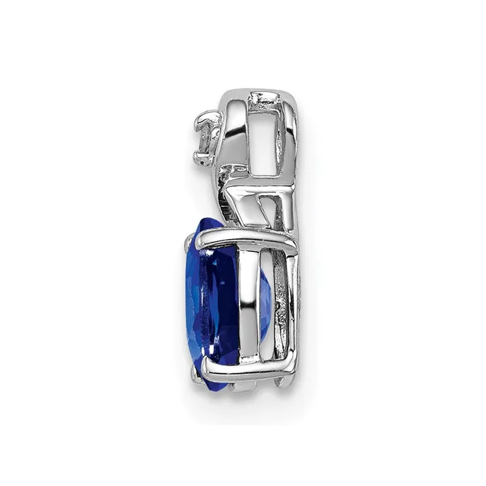 Sterling Silver Rhodium Plated Diamond u0026 Sapphire Oval Pendant Goldia Necklaces