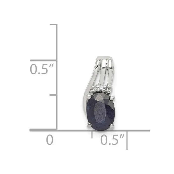 Sterling Silver Rhodium Plated Diamond u0026 Sapphire Oval Pendant Goldia Necklaces