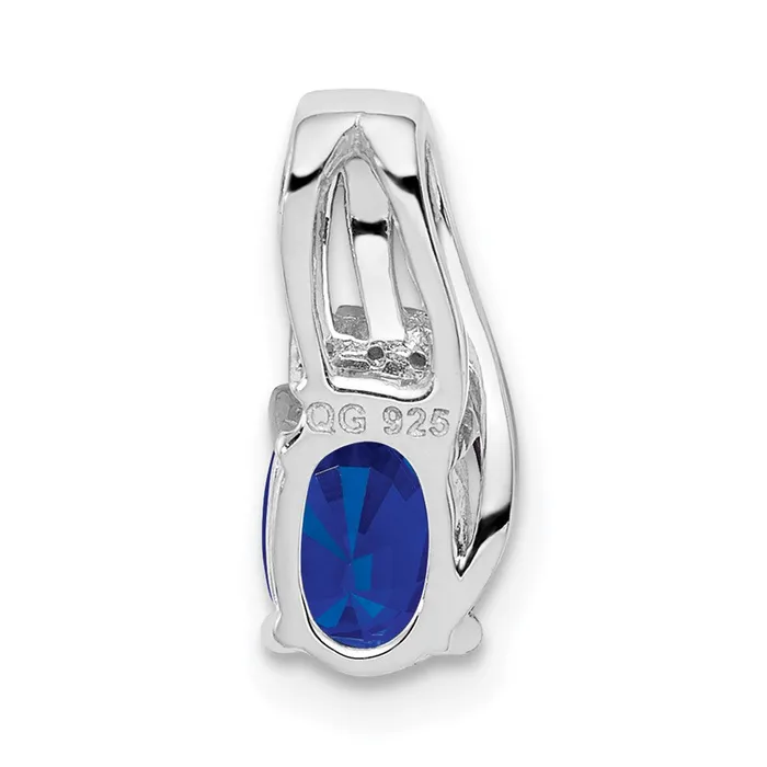Sterling Silver Rhodium Plated Diamond u0026 Sapphire Oval Pendant Goldia Necklaces