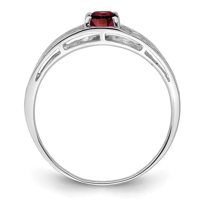 Sterling Silver Rhodium Plated Garnet Ring Goldia Rings