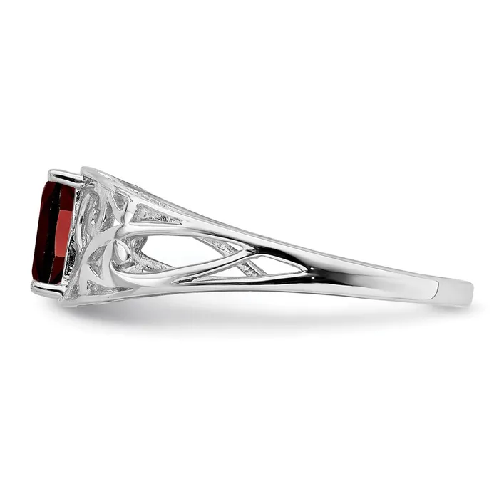 Sterling Silver Rhodium Plated Garnet Ring Goldia Rings