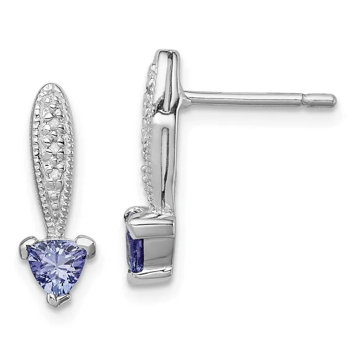 Sterling Silver Rhodiumplated Tanzanite u0026 Diamond Earrings Goldia Earrings