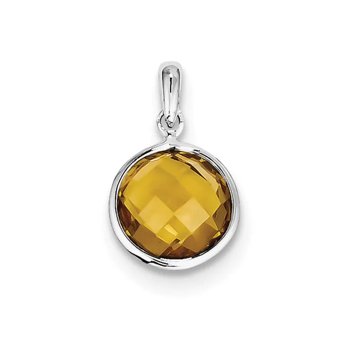 Sterling Silver Rhodiumplated Whiskey Quartz Pendant Goldia Necklaces