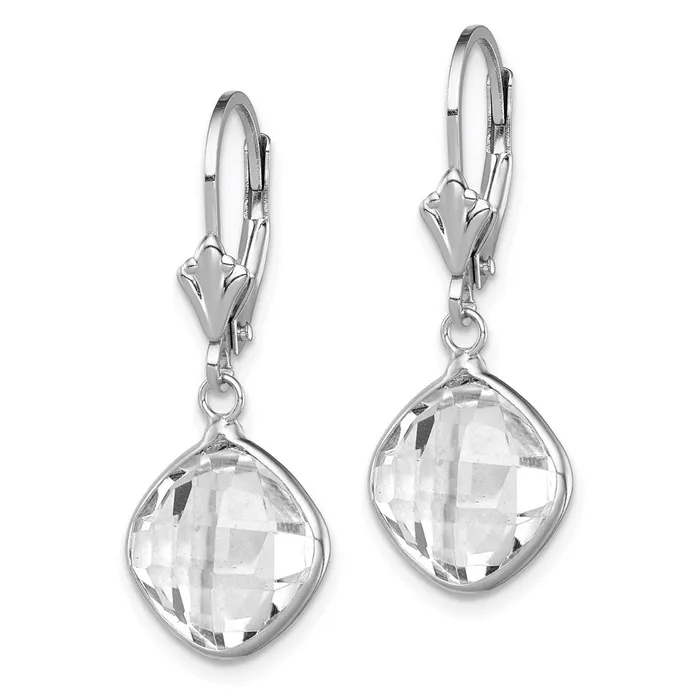 Sterling Silver Rhodiumplated White Topaz Dangle Lever Back Earrings Goldia Earrings