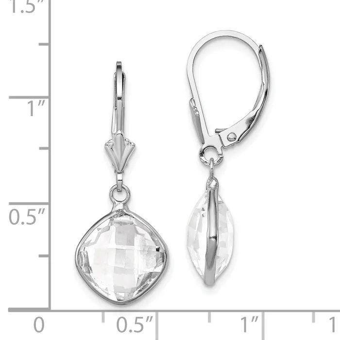 Sterling Silver Rhodiumplated White Topaz Dangle Lever Back Earrings Goldia Earrings