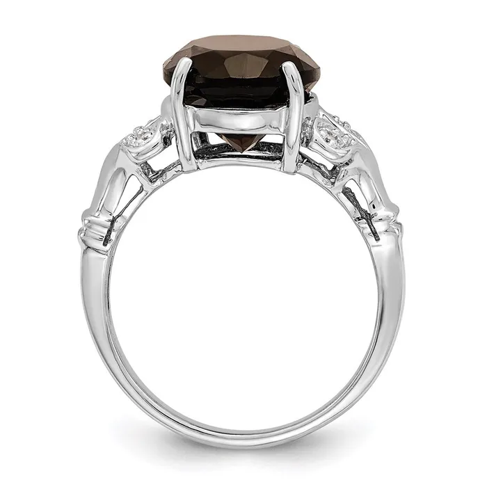 Sterling Silver Rhodium Smoky Quartz u0026 Diamond Ring Goldia Rings