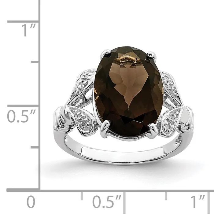 Sterling Silver Rhodium Smoky Quartz u0026 Diamond Ring Goldia Rings