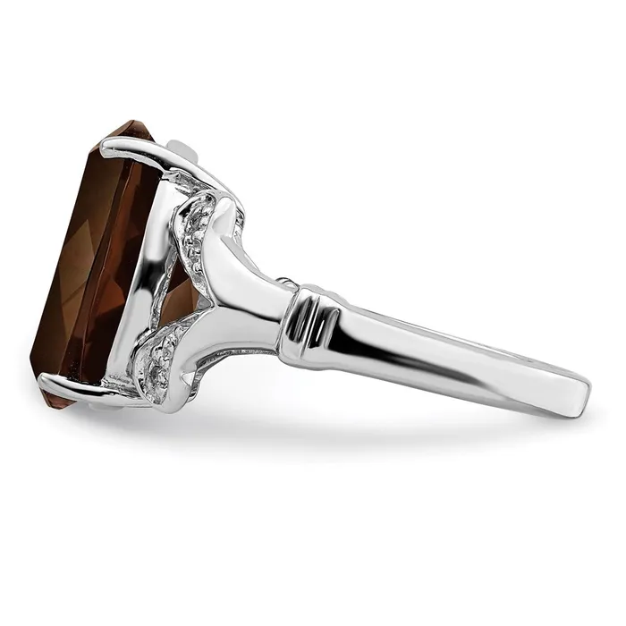 Sterling Silver Rhodium Smoky Quartz u0026 Diamond Ring Goldia Rings