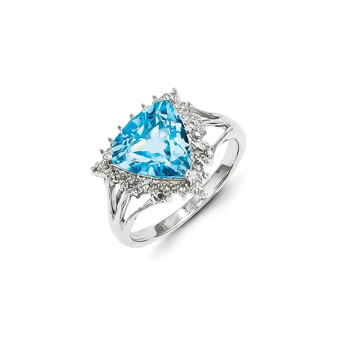Sterling Silver Rhodium Trillion Lt Swiss Blue Topaz u0026 Diamond Ring Goldia Rings Sterling Silver Rhodium Trillion Lt Swiss Blue Topaz u0026 Diamond Ring Goldia Rings