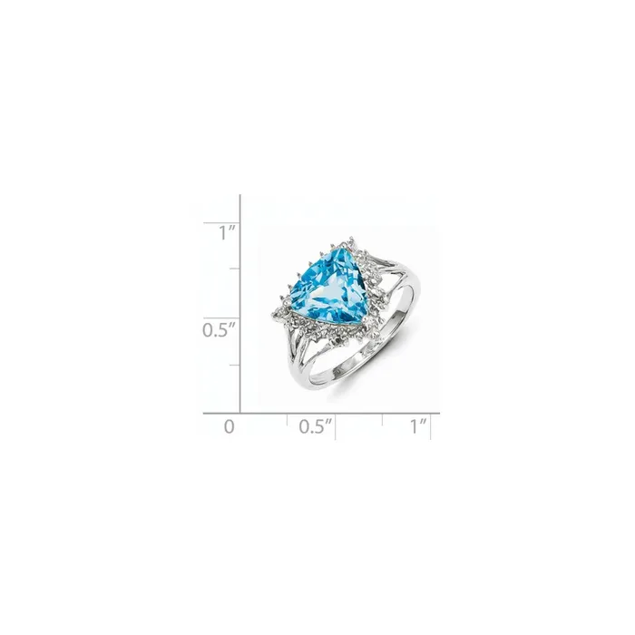 Sterling Silver Rhodium Trillion Lt Swiss Blue Topaz u0026 Diamond Ring Goldia Rings