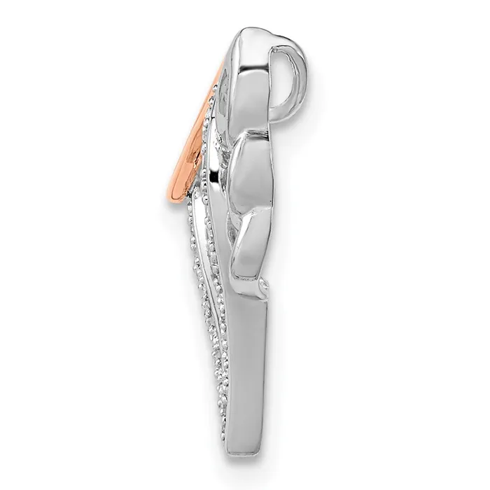 Sterling Silver Rhodium W10K Rose Gold Dia HeartWings Slide Pendant Goldia Necklaces