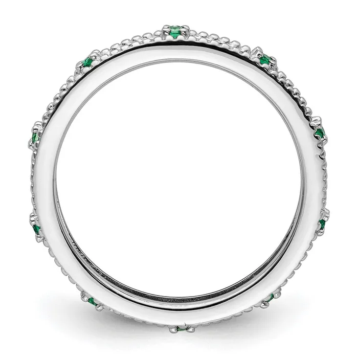 Sterling Silver Stackable Expressions Created Emerald Ring Goldia Rings