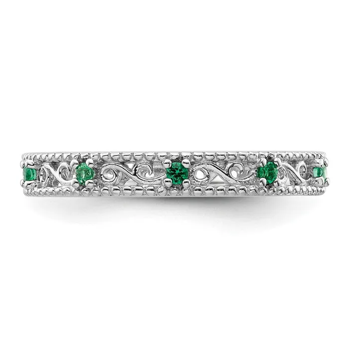 Sterling Silver Stackable Expressions Created Emerald Ring Goldia Rings