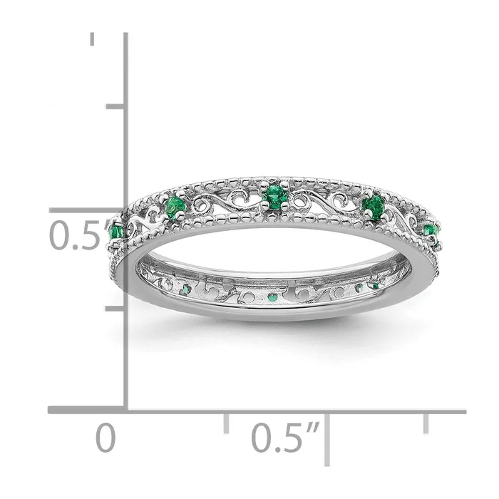 Sterling Silver Stackable Expressions Created Emerald Ring Goldia Rings