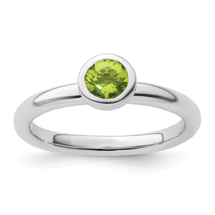 Sterling Silver Stackable Expressions Low 5mm Round Peridot Ring Goldia Rings Sterling Silver Stackable Expressions Low 5mm Round Peridot Ring Goldia Rings