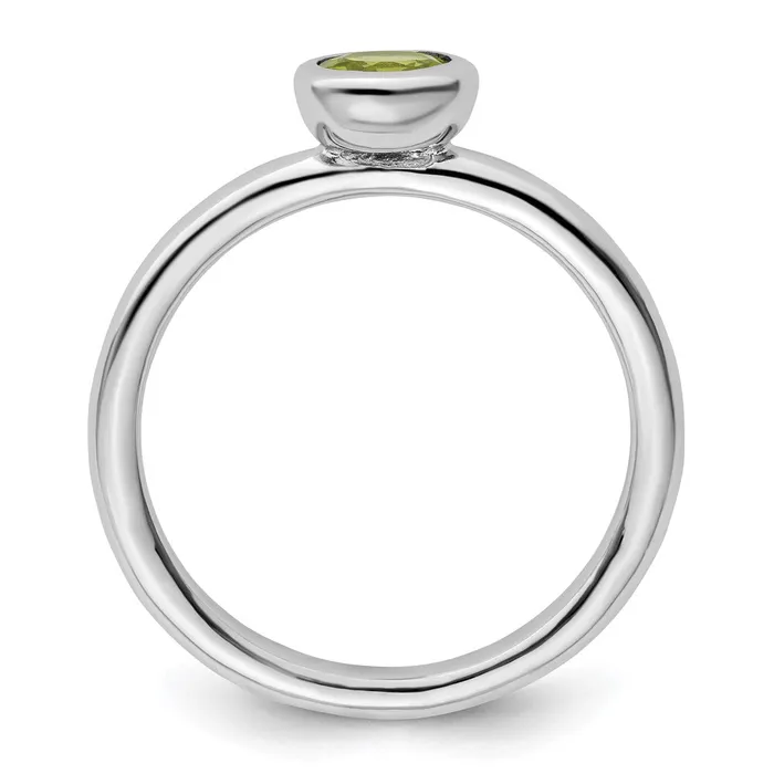 Sterling Silver Stackable Expressions Low 5mm Round Peridot Ring Goldia Rings