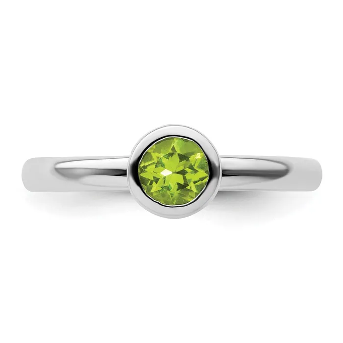 Sterling Silver Stackable Expressions Low 5mm Round Peridot Ring Goldia Rings
