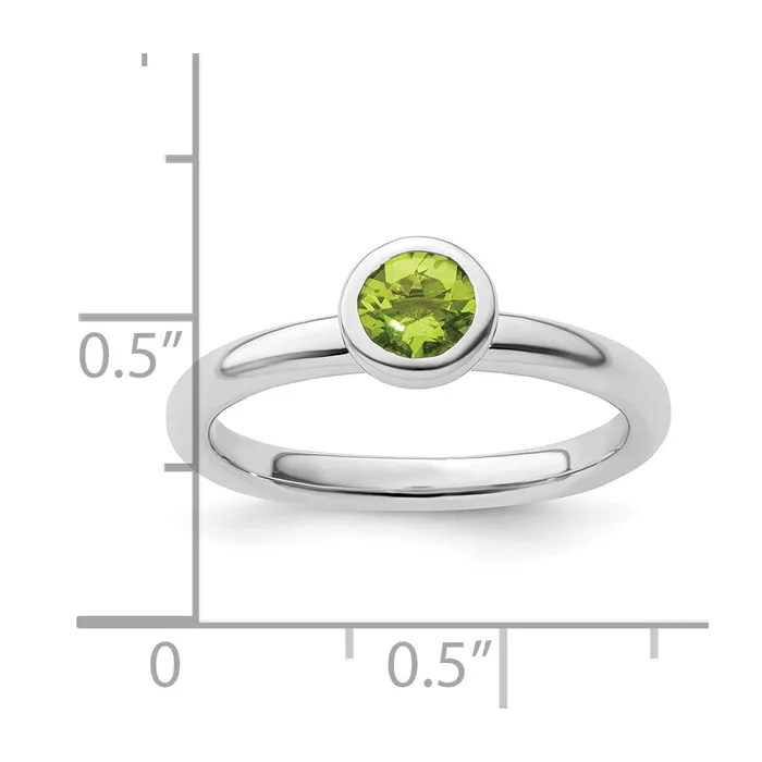Sterling Silver Stackable Expressions Low 5mm Round Peridot Ring Goldia Rings