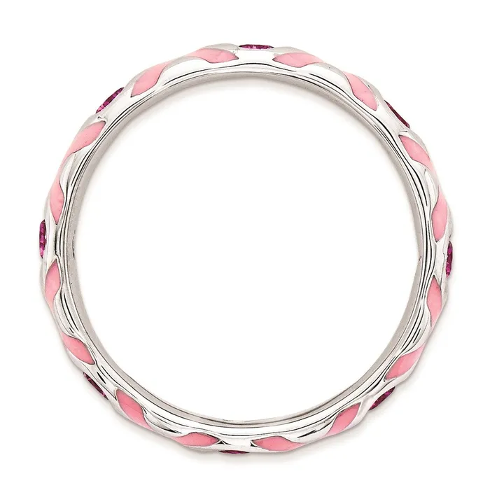 Sterling Silver Stackable Expressions Polished Created RubyEnameled Ring Goldia Rings