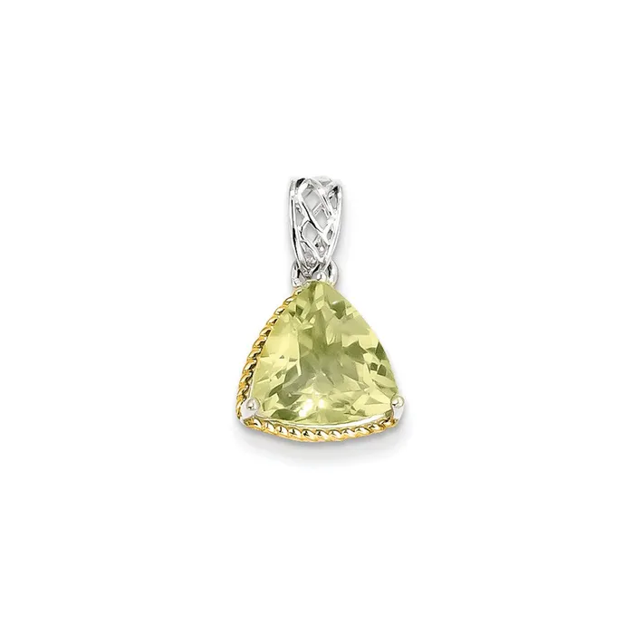 Sterling Silver w Flash Goldplate Accent Lemon Quartz Pendant Goldia Necklaces Sterling Silver w Flash Goldplate Accent Lemon Quartz Pendant Goldia Necklaces