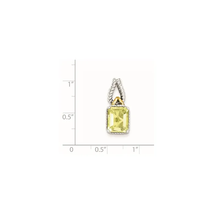 Sterling Silver w Flash Goldplate Accent Lemon Quartz Pendant Goldia Necklaces