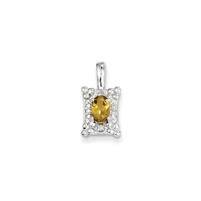 Sterling Silver Whiskey Quartz Diamond Pendant Goldia Necklaces