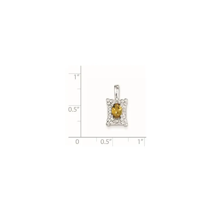 Sterling Silver Whiskey Quartz Diamond Pendant Goldia Necklaces