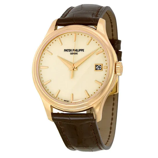Watches JMS always Original Patek Philippe Calatrava Mechanical Ivory Dial Leather Mens Watch 5227R001