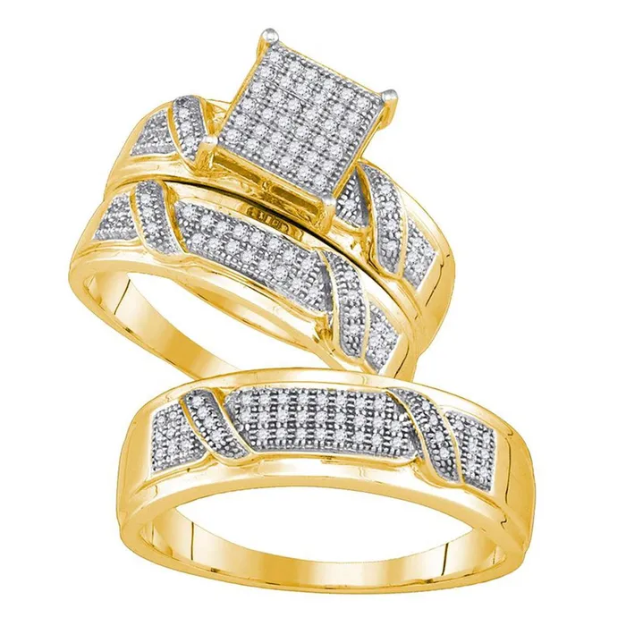 Yellowtone Sterling Silver Diamond Square Matching Wedding Ring Set 13 Cttw gndatlanta Rings Yellowtone Sterling Silver Diamond Square Matching Wedding Ring Set 13 Cttw gndatlanta Rings